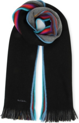 PAUL SMITH Reversible striped-edge scarf