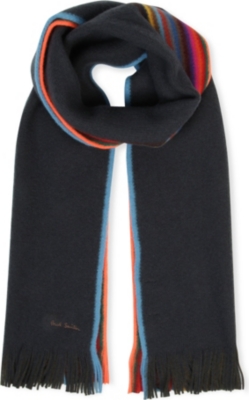 PAUL SMITH Reversible striped-edge scarf