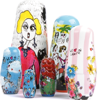LANVIN Set of six painted Russian Matryoshka dolls