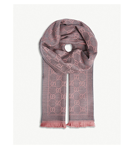 GUCCI - GG logo wool scarf | Selfridges.com