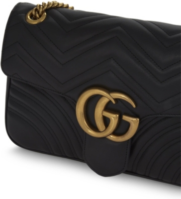 GUCCI Gg Marmont Matelassé Leather Super Mini Bag - Black Chevron Leather | ModeSens