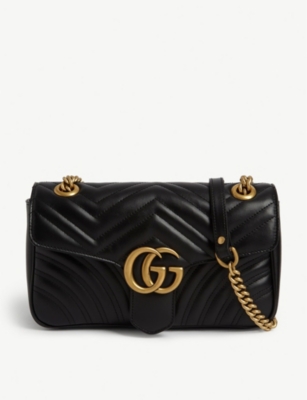 Gucci Marmont Leather Shoulder Bag Selfridges Com