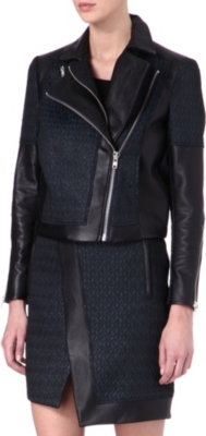 HELMUT LANG Leather jacquard biker jacket
