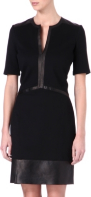 HELMUT LANG Panelled leather-trimmed dress