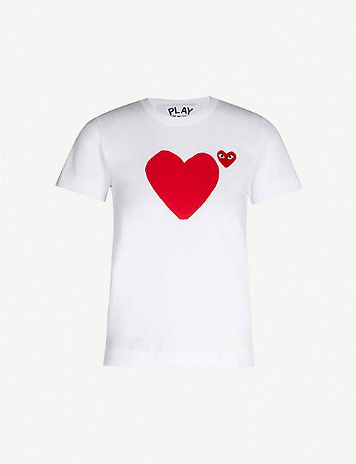 COMME DES GARCONS PLAY: Heart-appliquéd cotton-jersey T-shirt