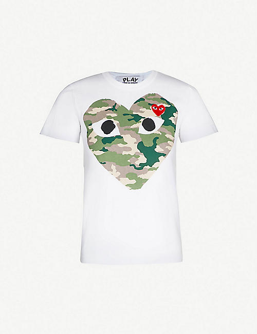 COMME DES GARCONS PLAY: Big heart camouflage cotton-jersey T-shirt