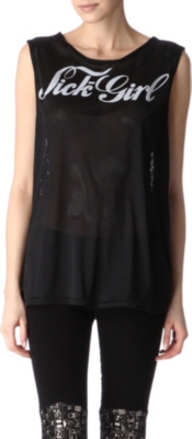 SICK GIRL Cotton-mesh t-shirt