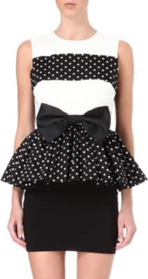LOLA LOVES Wanda polka dot peplum dress
