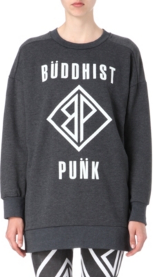 BUDDHIST PUNK Text-print oversized jumper