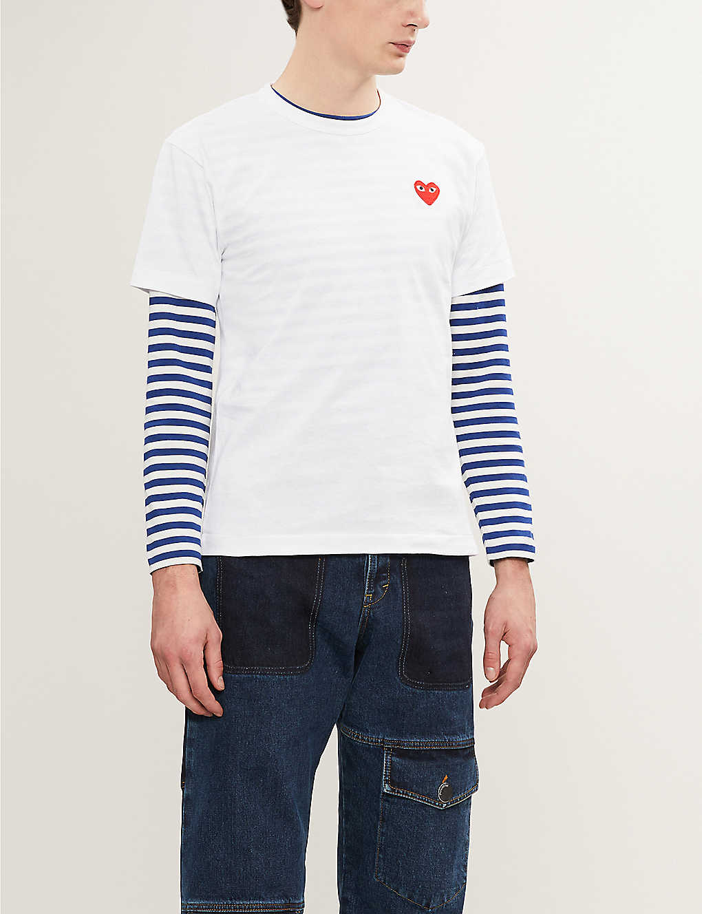 Embroidered heart cotton t-shirt(2831091)