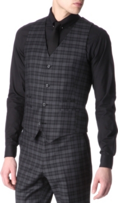 TIGER OF SWEDEN Herris-check wool waistcoat