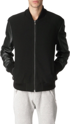 BLOOD BROTHER Leather-sleeved varsity bomber jacket