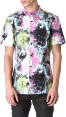BLOOD BROTHER Peace print cotton shirt