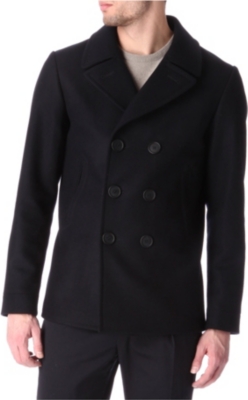 HUNTER GATHER Melton wool peacoat