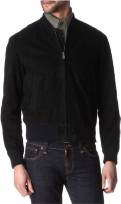 HUNTER GATHER Suede bomber jacket