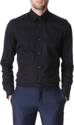 HUNTER GATHER Stretch-poplin tailored-fit single-cuff shirt