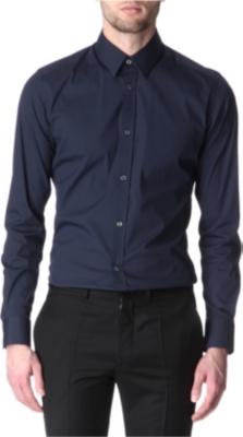 HUNTER GATHER Stretch-poplin tailored-fit single-cuff shirt