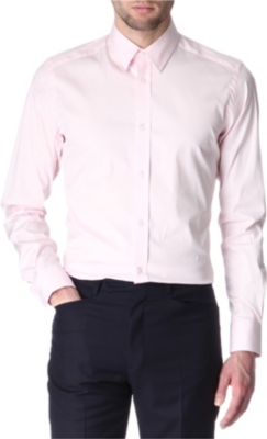 HUNTER GATHER Stretch-poplin tailored-fit single-cuff shirt
