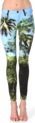 HUDSON JEANS Nico palm-print skinny mid-rise jeans