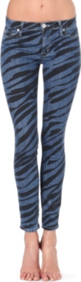 HUDSON JEANS Nico zebra-print skinny mid-rise jeans