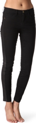 CURRENT/ELLIOTT Leather-panelled skinny jeans