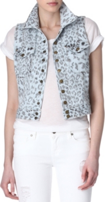 CURRENT/ELLIOTT Leopard-print denim gilet