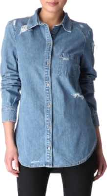 PAIGE DENIM Eden destructed denim shirt