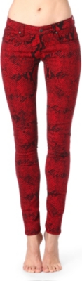 TRIPP NYC Snake-print skinny mid-rise jeans