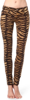 TRIPP NYC Tiger-print skinny mid-rise jeans