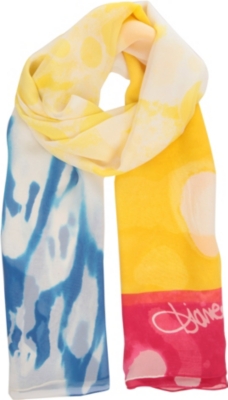 DIANE VON FURSTENBERG Bleached stripe silk scarf
