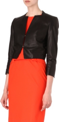 HUGO BOSS Cropped leather jacket