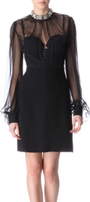 ALEXANDER MCQUEEN Embellished silk and crepe dress