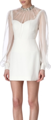 ALEXANDER MCQUEEN Embellished silk and crepe dress