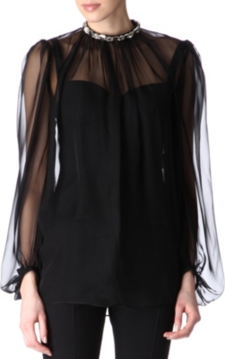 ALEXANDER MCQUEEN Embellished chiffon top