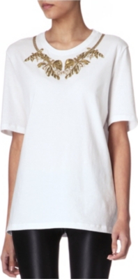 ALEXANDER MCQUEEN Embellished-neck t-shirt