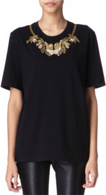 ALEXANDER MCQUEEN Embellished-neck t-shirt