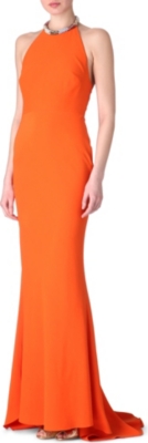 ALEXANDER MCQUEEN Embellished halterneck gown