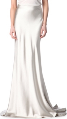 ALEXANDER MCQUEEN Silk-satin fishtail skirt