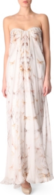 ALEXANDER MCQUEEN Dragonfly-print bustier gown