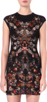 ALEXANDER MCQUEEN Floral cap-sleeved dress
