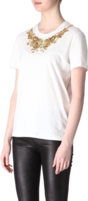 ALEXANDER MCQUEEN Embellished neck t-shirt