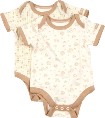 NATURES PUREST Tiny Squares set of two bodysuits 3-6 months