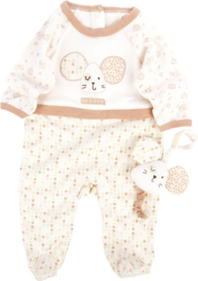NATURES PUREST Tiny Squares baby-grow and toy 0-3 months