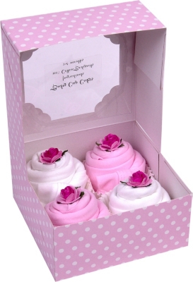 BLUEBIRD Baby Cupcakes set of four bodysuits 0-6 months