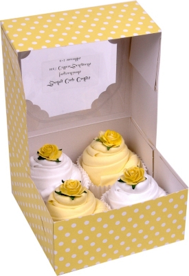 BLUEBIRD Baby Cupcakes set of four bodysuits 0-6 months