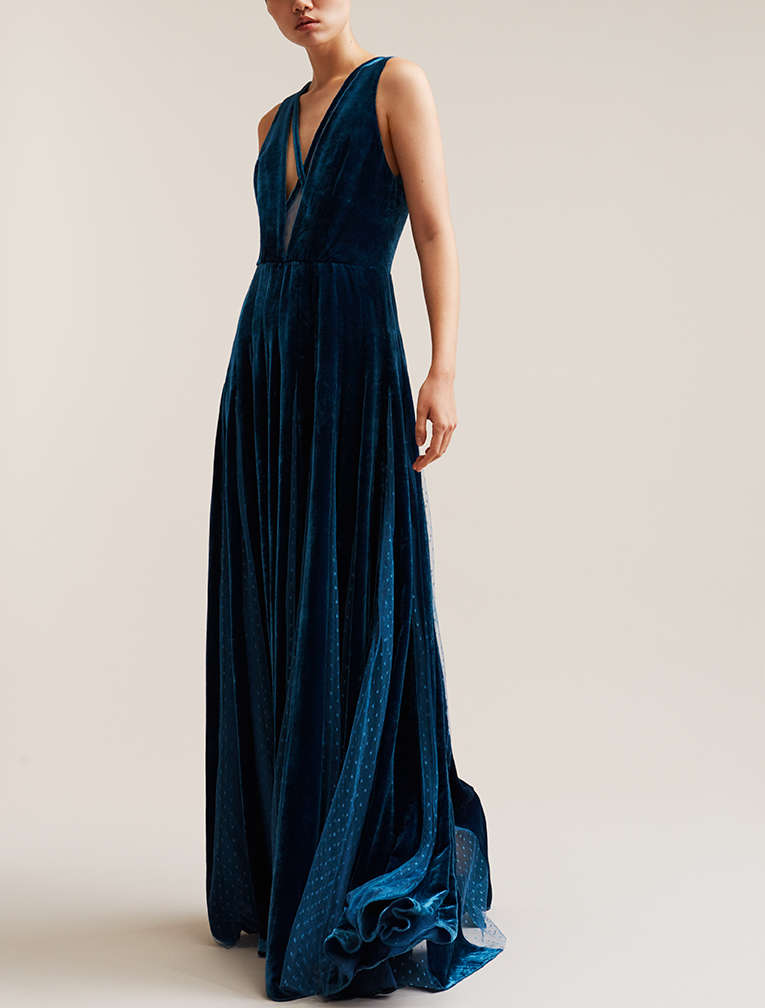 Blue velvet Elie Saab dress
