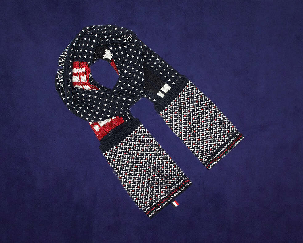 A Thom Browne patterned scarf
