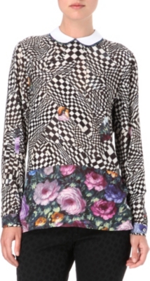 PAUL BY PAUL SMITH Check and rose print top