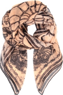 D SQUARED Skull and web-print scarf