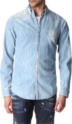 D SQUARED Western paint-splattered shirt